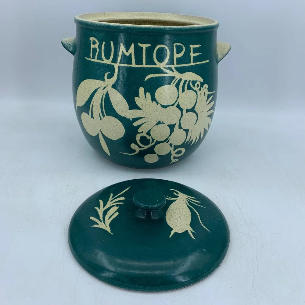 Vtg Lg Rumptoph Salt Glazed Pottery Crock Lid West Germany Rum Fruit Farmhouse